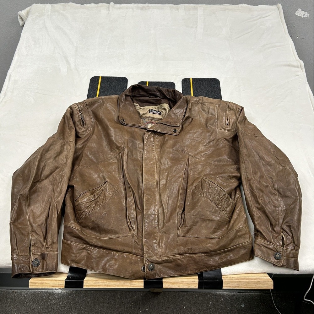 Adventure Bound Leather Bomber Jacket Mens L Brown Thinsulate 4075 Aviator